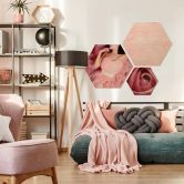 Hexagon - Holz Birke-Furnier - Die rosa Rose 
