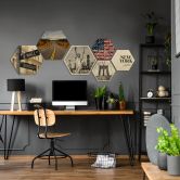 Hexagon - Holz Birke-Furnier - Stars and Stripes Mauer 