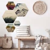 Hexagon - Holz Birke-Furnier - Snow Mountain 