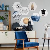 Hexagon - Alu-Dibond Kubistika – Goldener Farn 