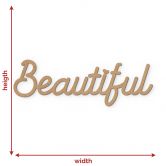3D lettering Beautiful - wall decoration made of natural MDF 
