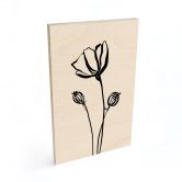 Holzbild Line Art Mohnblume - Cats & Dotz 