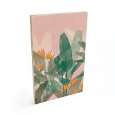 Holzbild Botanische Illustration in Grün und Rosa - Goed Blauw 