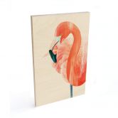 Holzbild Goed Blauw - Pink Flamingo 