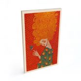 Holzbild Kolibri und Frau im roten Licht - Hülya 