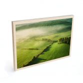 Holzbild Idyllische Felder im Nebel - Keller 