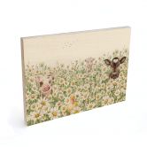 Holzbild Bauernhoftiere auf der Blumenwiese - Kikki Belle 