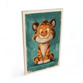 Houten Wanddecoratie Gelukkig tijgerjong - Magnusson 