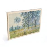 Holzbild Monet - Felder im Frühling 