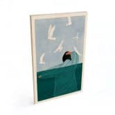 Holzbild Frau mit Möwen am Meer - Müller 