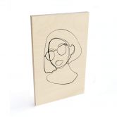 Houten Poster NKTN Line Art - Vrouw met Bril 