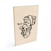 Holzbild Warten auf der Toilette - Humorvolle Frosch-Illustration - Royle 