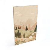 Tableau sur bois Pastel Paysage de montagne avec fleurs - Treechild 