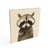 Holzbild Waschbär - Braun - Quadratisch 