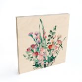 Holzbild Wildblumen Bouquet im Frühling - Goed Blauw - Quadratisch 