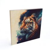 Holzbild Heine - Tiger im Sternenhimmel - Quadratisch 