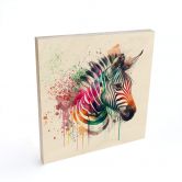 Holzbild Heine - Regenbogen Zebra - Quadratisch 
