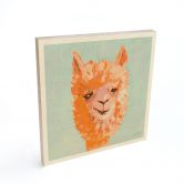 Holzbild Oranges Alpaca - Zwara - Quadratisch 