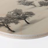 Holzbild Carrillo Lopez - Weiße Landschaft mit Bäumen - Rund 