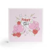 Houten Wanddecoratie om op te hangen - Fight Like Girls - Feminist Power - 15x15 cm 