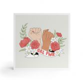 Houten Wanddecoratie om op te hangen - Girl Power flower statement - 15x15 cm 