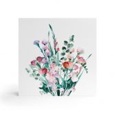 Houten Wanddecoratie om op te hangen - Wilde bloemen boeket in de lente - Goed Blauw - 15x15 cm 