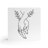 Houten Decoratieblok Line Art - Geliefden die elkaars hand vasthouden - Lizde 