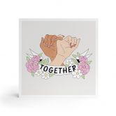 Houten Wanddecoratie om op te hangen - Together Sisterhood Floral Hands - 15x15 cm 