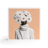 Holzbild zum Hinstellen - Lady in Weiß mit Blumen - Treechild - 15x15 cm 