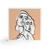 Holzbild zum Hinstellen - Line Art Porträt von zwei Frauen - Treechild - 15x15 cm 