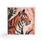 Holzbild zum Hinstellen - Tiger in rosa Dschungel - Treechild - 15x15 cm 