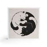 Holzbild zum Hinstellen - Katzen Ying & Yang - Tunaboylu - 15x15 cm 