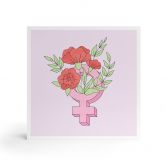 Billede af træ til at sætte op - Venus-tegn med blomster - 15x15 cm 