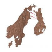 Holzkunst Mahagoni Furnier - Karte Skandinavien 