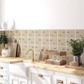 Fliesenaufkleber Boho - Fächer sand rotbraun grün - 12er Set 