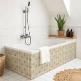 Fliesenaufkleber Boho - Fischgrätenmuster sand rotbraun grün - 12er Set 
