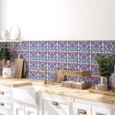 Fliesenaufkleber Orientalischer Blumenkranz - Blau - 12er Set 
