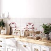 Stickers pour carrelage Fleurs rouges - Set de 12 
