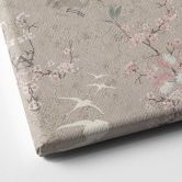 Leinwandbild Kraniche im Kirschblüten-Rausch Beige - Bloomery Decor 