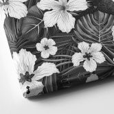 Leinwandbild Schwarzer Panther mit weißen Blumen - Korenkova 