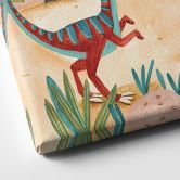 Leinwandbild Farbenfrohe Dinosaurier im Urzeitwald | Kinderzimmer Deko - Bonne Müller - Quadratisch 