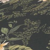 Pflanzen-Tapete mit Blüten Schwarz Grün - Vliestapete mit Blumen floral 