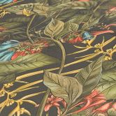 jungle motief behang groen - vliesbehang met rood blauwe bloesems 