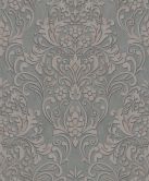 Vliestapete mit ornamentalem Damask-Motiv Grau Ornamental  