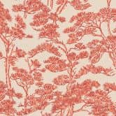 Non-woven wallpaper Lin Zen Branches beige red metallic asian - orange trees forest wallpaper branches 