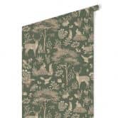 Mustertapete Bezaubernder Wald mit Tieren - Vintage grün - Kikki Belle 