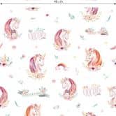Mustertapete Kvilis - Einhorn - Banner und Blumen 