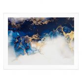 Poster Marbre abstrait avec effet bleu et or 