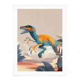 Kinder-Poster Dinosaurier - Velociraptor - Braun 