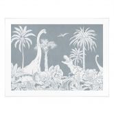 Poster Im Land der Dinosaurier - Blau - Kikki Belle 